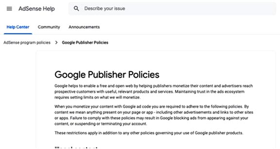 Google Publisher Policy